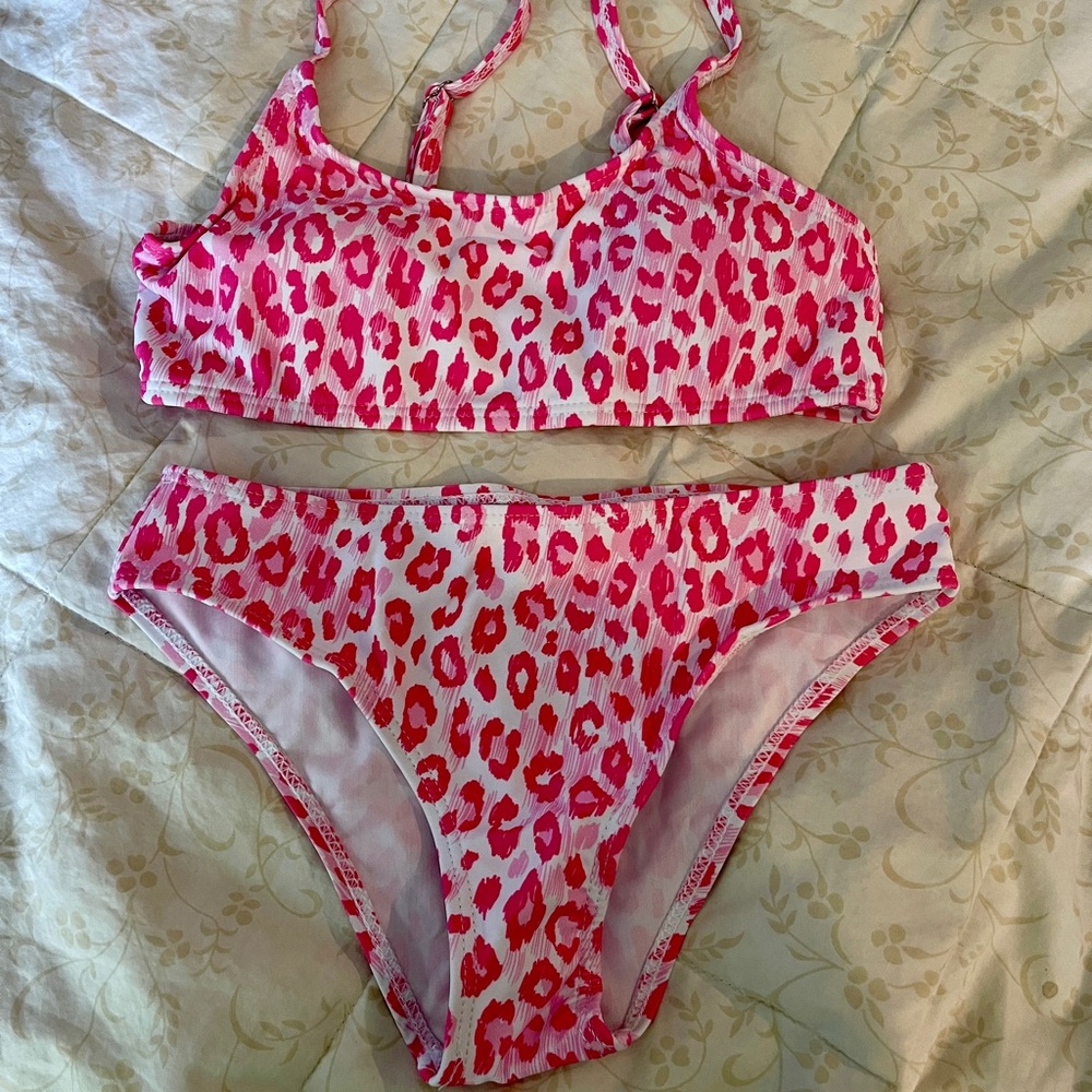 SHEIN Pink Leopard Kids Swim Bikini